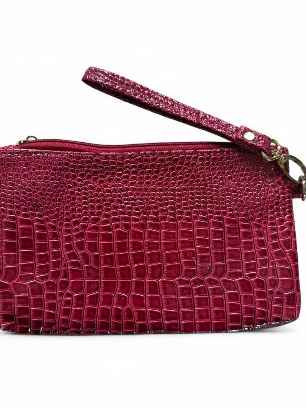 Burgundy Croc Wristlet 8.5 W x 5.5 H - Picture 2 of 3